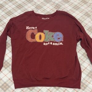 Coca-Cola Burgundy Sweatshirt with Multicolor Print